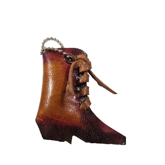 Leather Boot Money Hider Keychain Southwestern - Picture 2 of 5